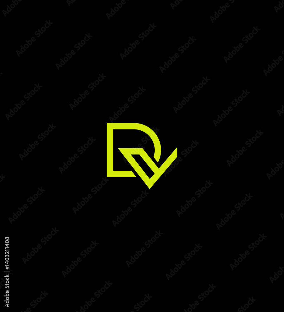 Fototapeta premium Abstract DV Logo Design Green, Minimalist, Modern, Checkmark, Branding, Identity, Initial, Symbol, VD