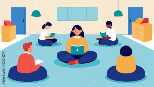 Quiet Study Space A peaceful study area designed with soundabsorbing materials and flexible seating arrangements inviting students with sensory sensitivities to focus and thrive.