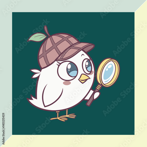 Detective Bird with Magnifying Glass