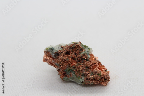 Raw copper (cu - Cuprum) isolated on a white background. Raw copper ore from California 