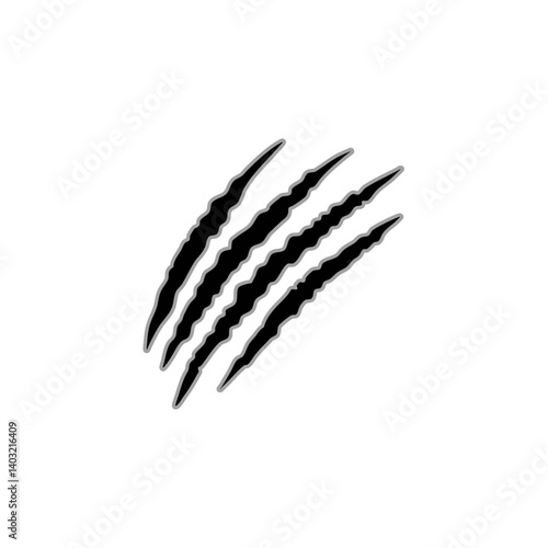 Claw scratches hole. Claw scratches from animal attacks. Vector illustration 