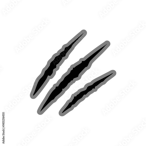 Claw scratches hole. Claw scratches from animal attacks. Vector illustration 