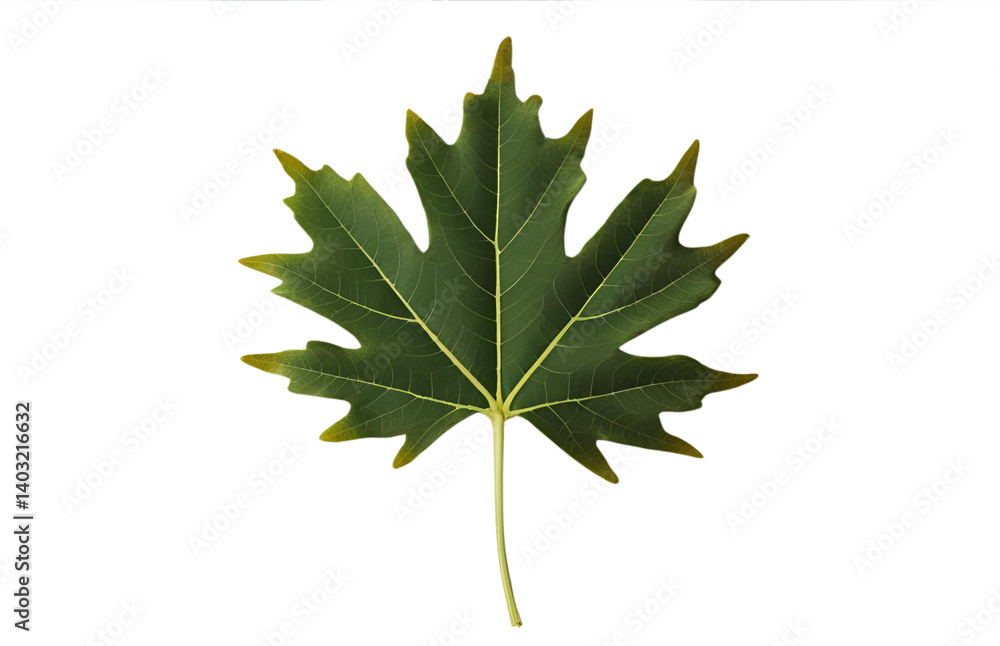 Fototapeta premium green maple leaf isolated on white background