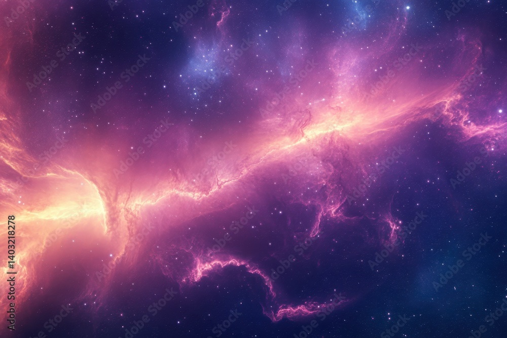 Obraz premium Vibrant cosmic nebula with swirling colors in deep space at night