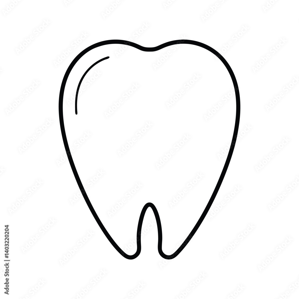 Simple black line drawing of a healthy tooth. Simple black line drawing of a healthy tooth.