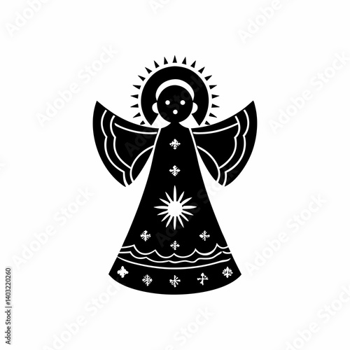Silhouette Angel Icon Vector Illustration
