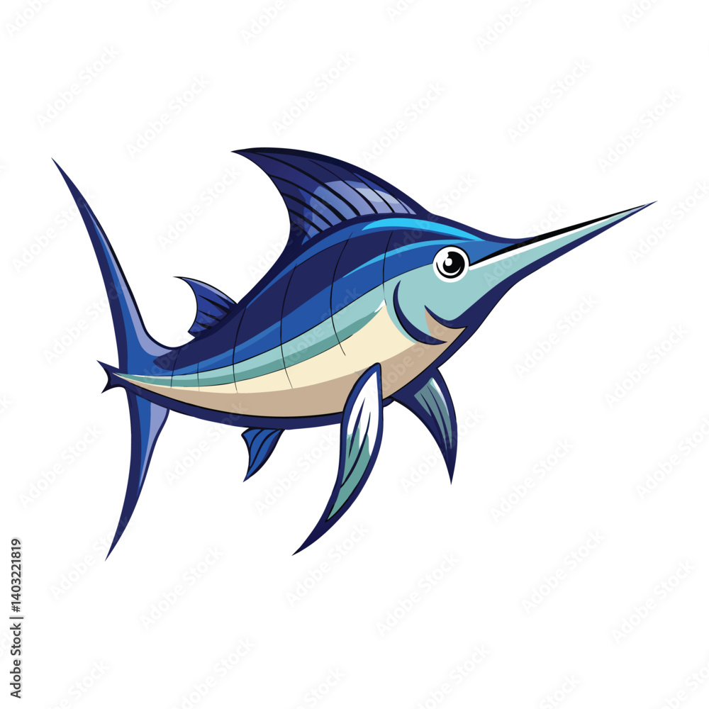Fototapeta premium Happy Marlin Cartoon