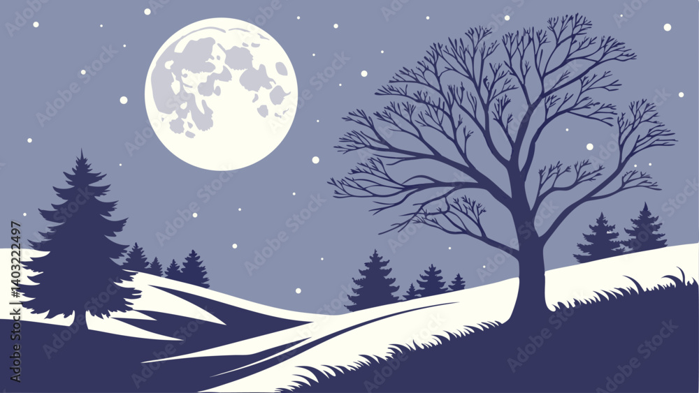 Naklejka premium winter night landscape