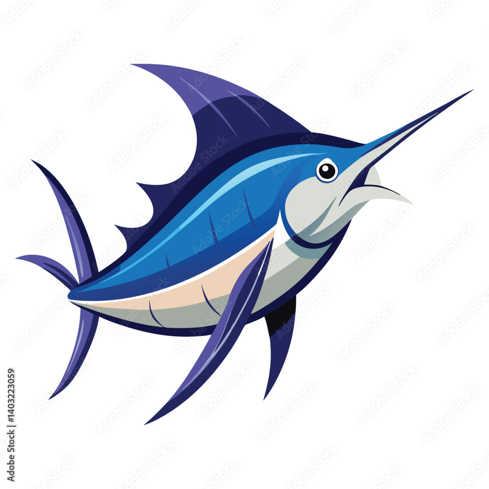 Fototapeta premium Marlin fish cartoon mascot character design