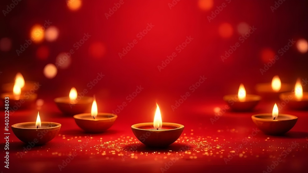 traditional oil lamp diya on red background traditional oil lamp diya on red background