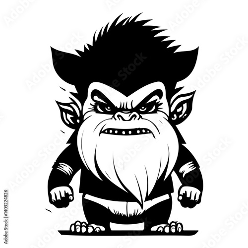 Aggressive Ape Cartoon in Monochromatic Illustration