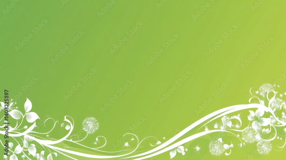Green floral border design, spring background, website header, invitation Green floral border design, spring background, website header, invitation
