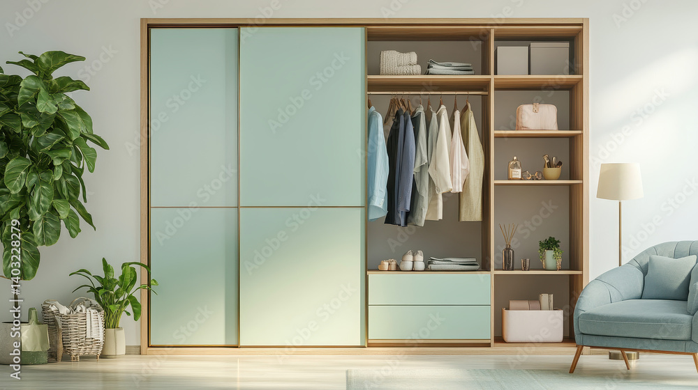 Harmony Within Reach: A curated wardrobe space, elegantly organized with carefully chosen garments, plants and accessories, offering a serene sanctuary of style and personal expression. Harmony Within Reach: A curated wardrobe space, elegantly organized with carefully chosen garments, plants and accessories, offering a serene sanctuary of style and personal expression.