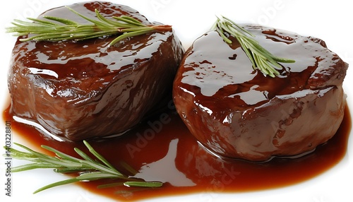 Obraz na płótnie Roasted Beef Steaks with Sauce w salonie