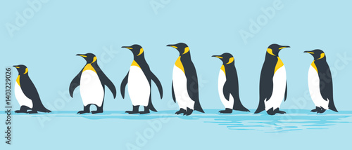 Penguins on ice vector illustration antarctic wildlife animal design art