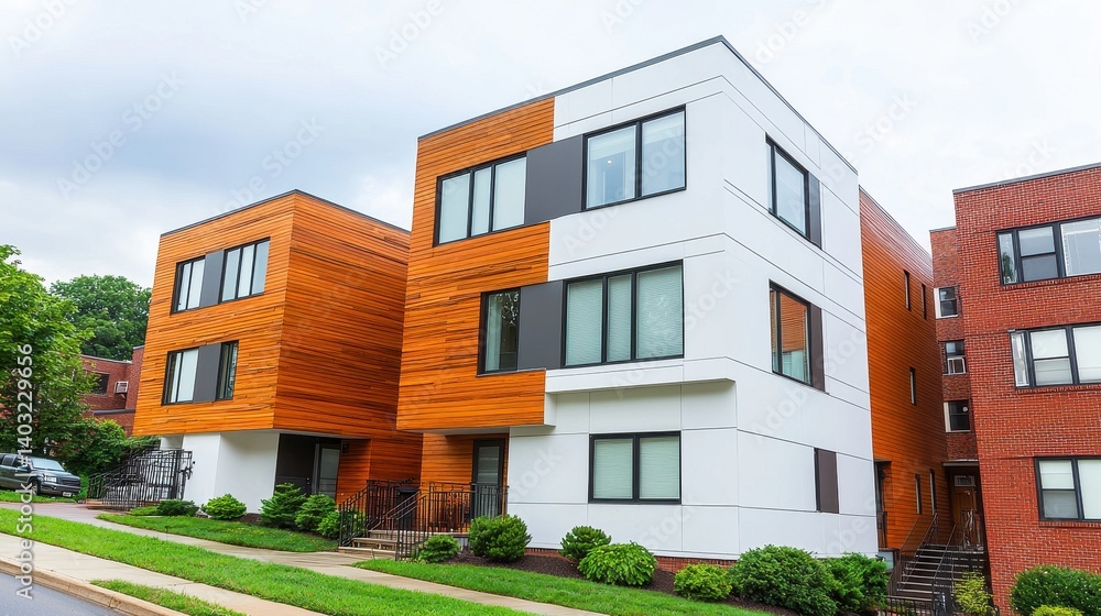 Modern Architectural Design of Stylish Residential Building Facade Modern Architectural Design of Stylish Residential Building Facade
