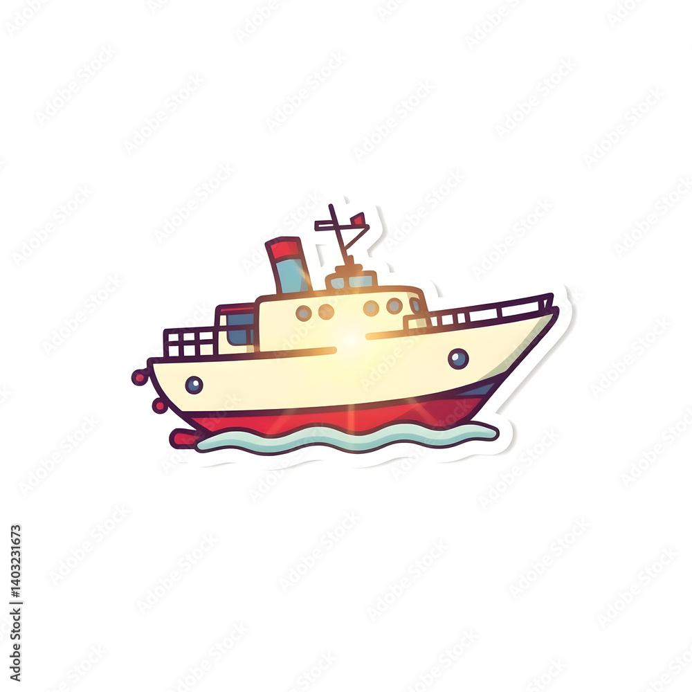 Abstract vector kawaii style ship sticker with bright lens flare contrasting colors and contour lines set against a big white background art illustration design Abstract vector kawaii style ship sticker with bright lens flare contrasting colors and contour lines set against a big white background art illustration design