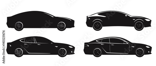 Electric vehicle silhouette vector illustration of modern car designs