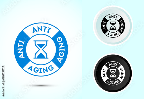 Anti aging icon design illustration. Anti aging sign, symbol in color, black and white
