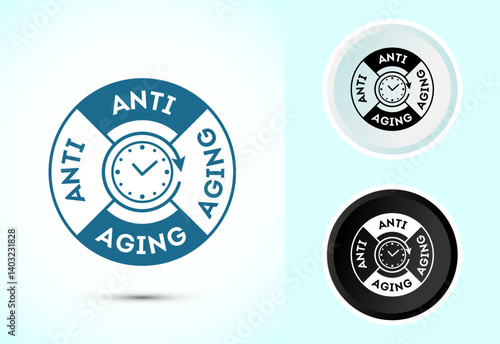 Anti aging icon design illustration. Anti aging sign, symbol in color, black and white