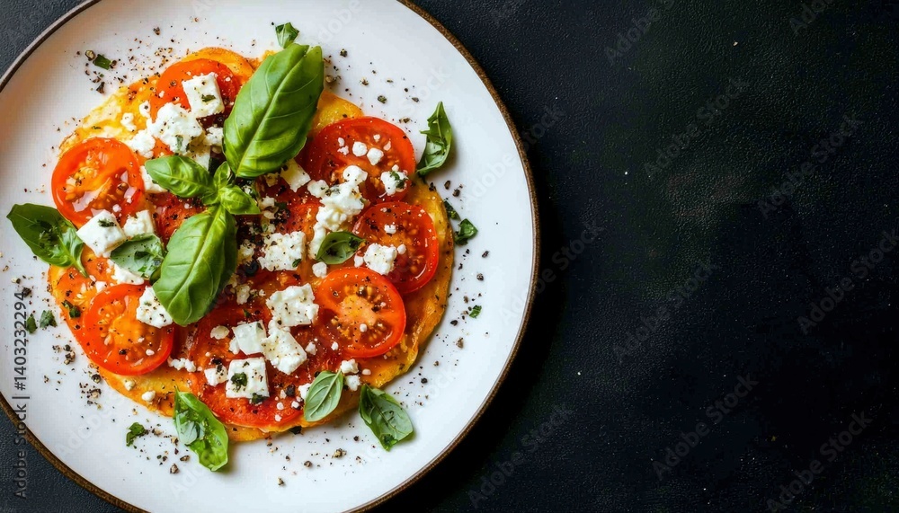 Plate of Tomato and Feta Dish Plate of Tomato and Feta Dish