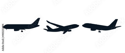 Airplane aviation silhouette vector illustration for travel and transport use