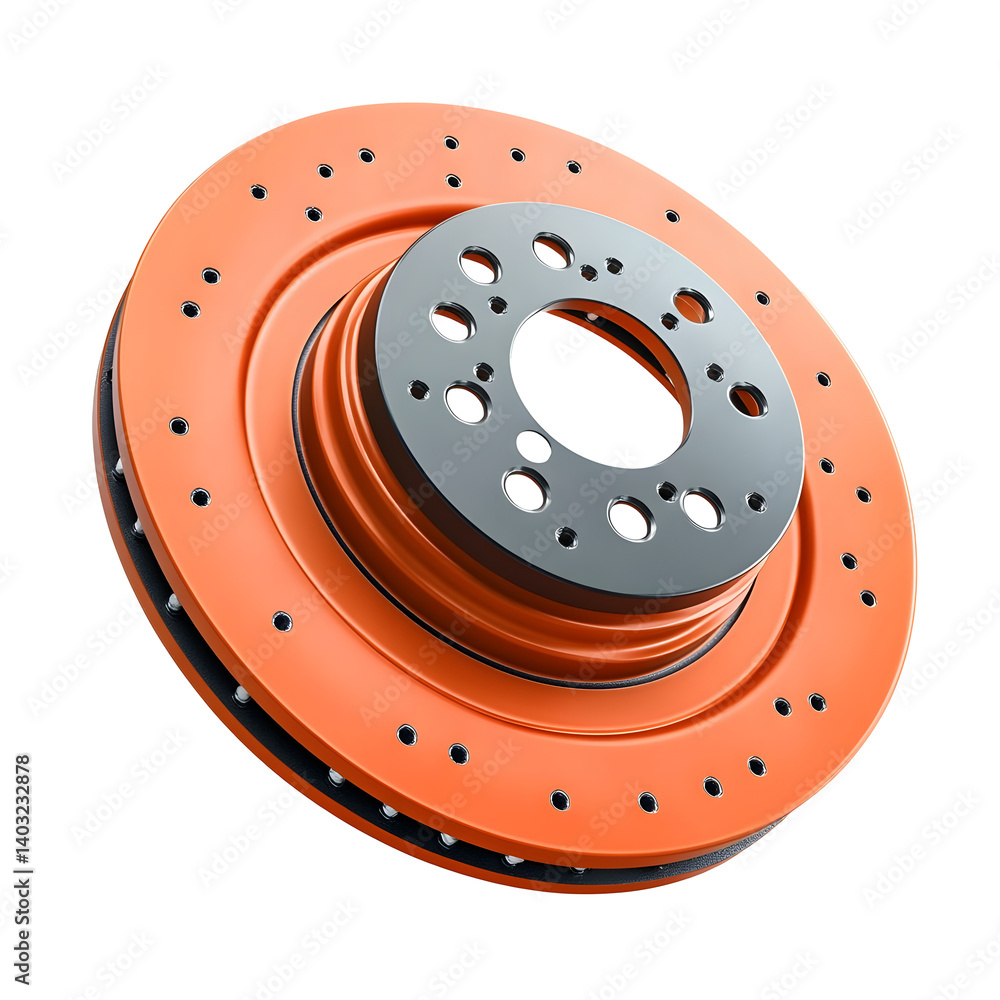 3D icon of a circular brake disc rotor with holes, symbolizing vehicle braking system components. 3D icon of a circular brake disc rotor with holes, symbolizing vehicle braking system components.
