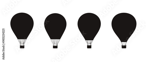 Hot air balloon vector illustration with multiple balloons in a row art