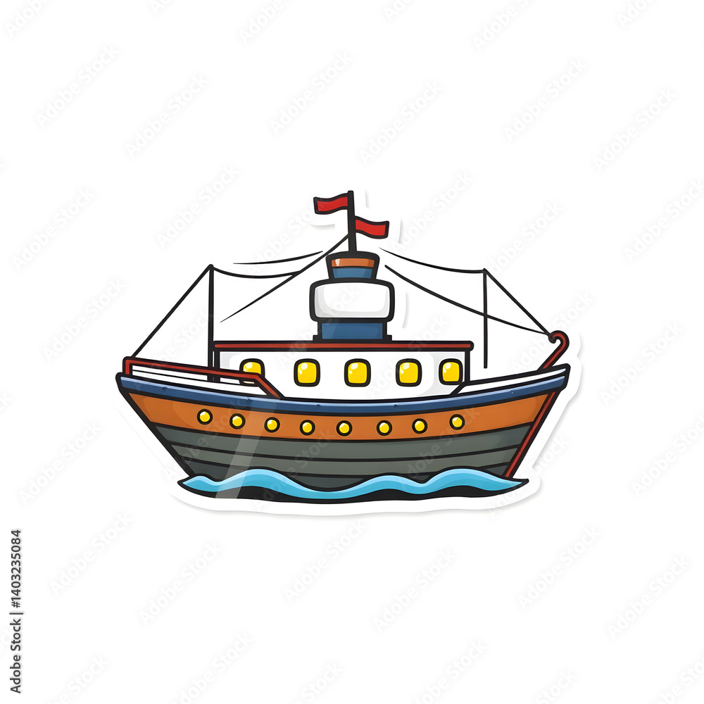Abstract vector kawaii style ship sticker with bright lens flare contrasting colors and contour lines set against a big white background art illustration design Abstract vector kawaii style ship sticker with bright lens flare contrasting colors and contour lines set against a big white background art illustration design
