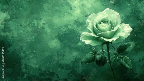 Emerald Rose: A Serene Floral Painting