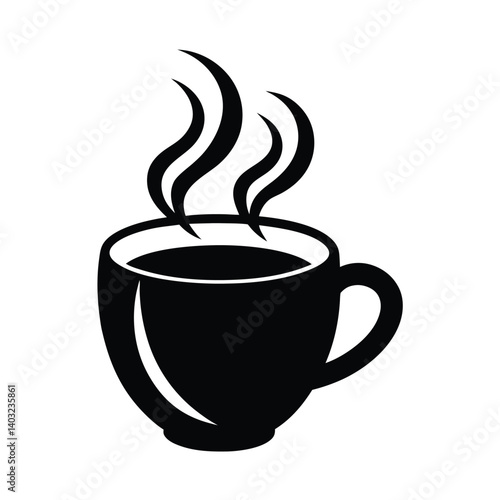 coffee, cup, hot coffee, steaming coffee, morning coffee, cafe, breakfast, beverage, drink, hot drink, coffee shop, morning, pick-me-up, relaxation, simple, silhouette, black and white, monochrome, gr
