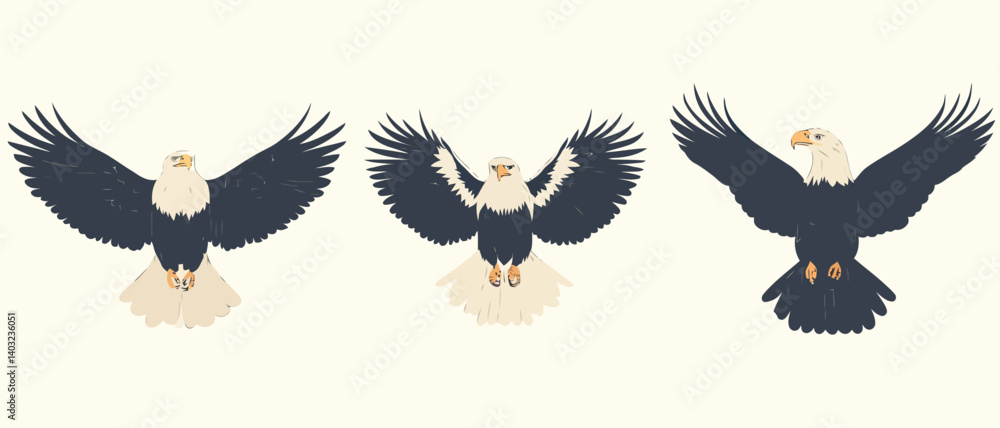 Obraz premium Three eagles flying illustration vector graphic design element image art