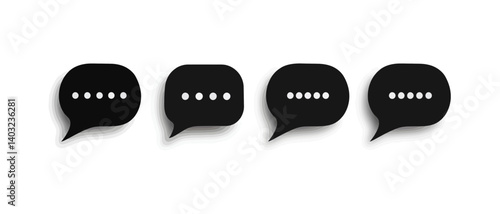 Four communication bubbles in a row for message and conversation concept