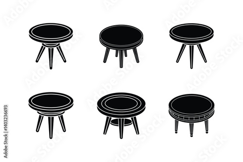 round table icon silhouette vector illustration