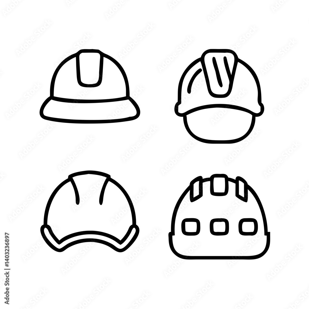Clean and Simple Helmet Icon Set – EPS and SVG Vector Hard Hat Illustrations for Construction Workers, Engineers, Safety Posters and PPE Applications. Clean and Simple Helmet Icon Set – EPS and SVG Vector Hard Hat Illustrations for Construction Workers, Engineers, Safety Posters and PPE Applications.