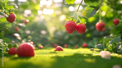 Obraz na płótnie Ripe Strawberries on Sunny Farm. w salonie
