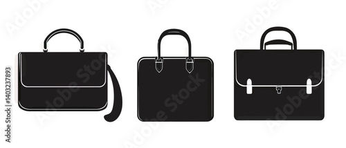 Stylish briefcase vector illustration set for business or professional use