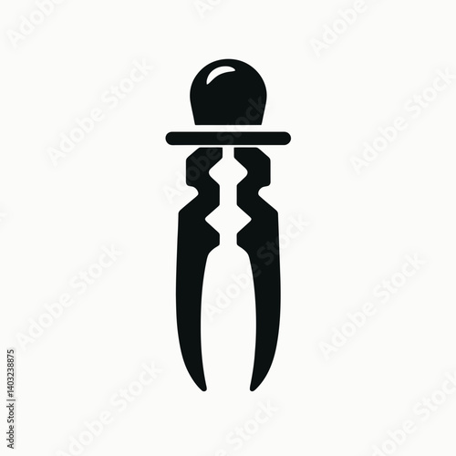 very simple flat and single minimalist Nutcracker Handle Silhouettes in black on a white background
