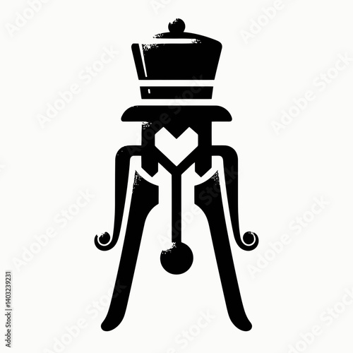 very simple flat and single minimalist Nutcracker Handle Silhouettes in black on a white background 
