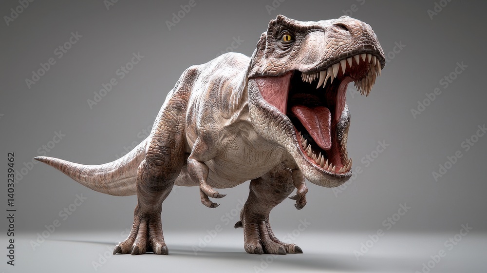 Realistic Tyrannosaurus Rex Model with Open Mouth and Detailed Features Realistic Tyrannosaurus Rex Model with Open Mouth and Detailed Features
