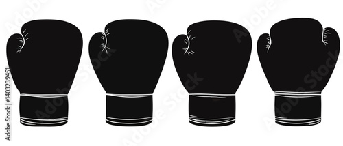 Boxing gloves vector illustration for sport and fitness training design set