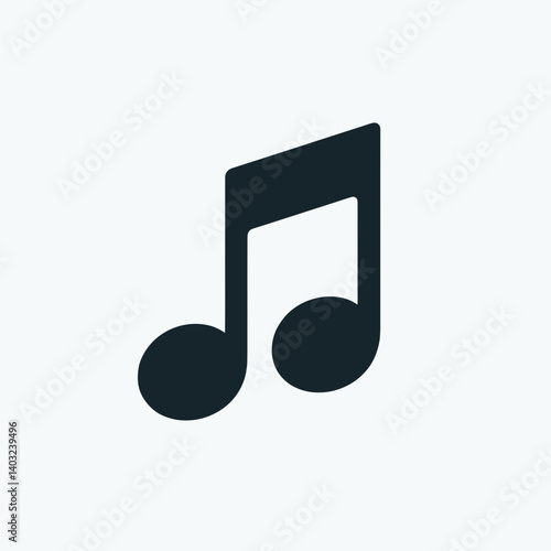 very simple flat and single minimalist Musical Note Silhouettes in black on a white background 