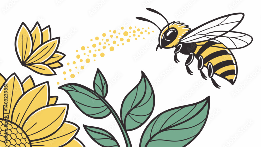 Obraz premium bee and flowers