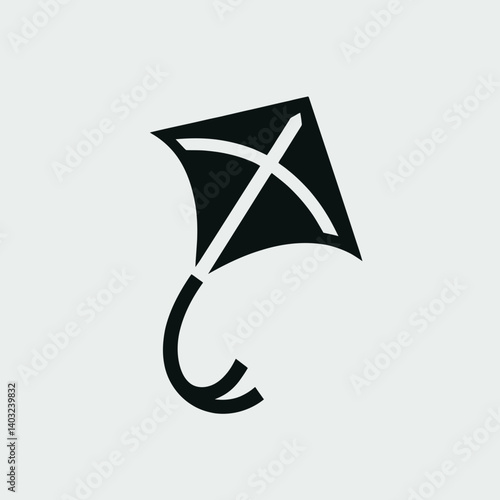 very simple flat and single minimalist Kite Tail Silhouettes in black on a white background 
