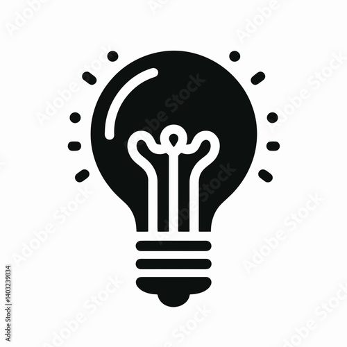 very simple flat and single minimalist Lightbulb Socket Silhouettes in black on a white background 