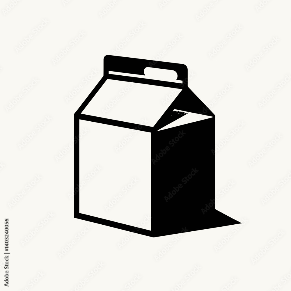 very simple flat and single minimalist Milk Carton Fold Silhouettes in black on a white background very simple flat and single minimalist Milk Carton Fold Silhouettes in black on a white background