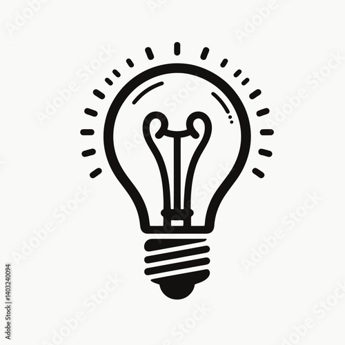 very simple flat and single minimalist Lightbulb Filament Silhouettes in black on a white background