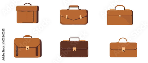 Vector illustration of leather briefcase set for business and travel use