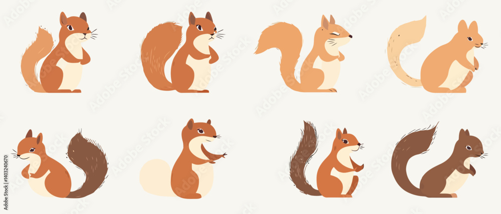 Cute squirrel vector illustration set rodents animal wildlife design art Cute squirrel vector illustration set rodents animal wildlife design art