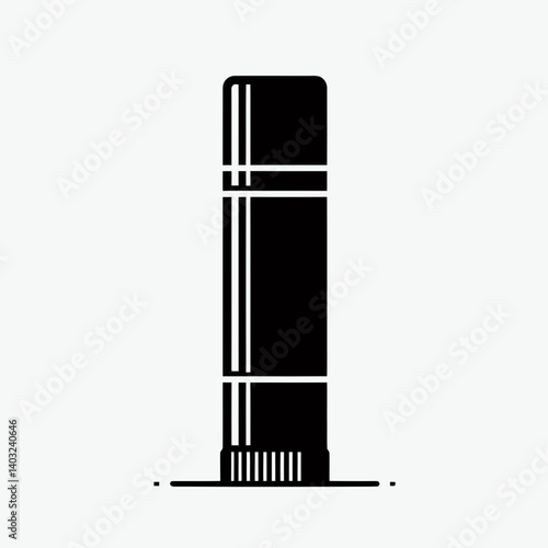 very simple flat and single minimalist Lip Balm Stick Silhouettes in black on a white background 